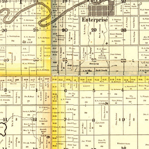Vintage Map of Dickinson County, Kansas 1885