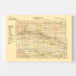 Vintage Map of Lincoln County, Nebraska 1894