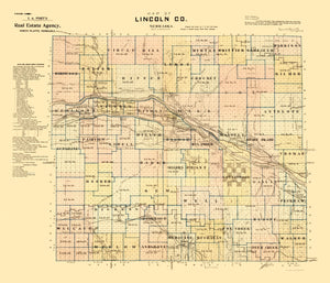 Vintage Map of Lincoln County, Nebraska 1894