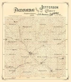 Vintage Map of Jefferson County, Nebraska 1889