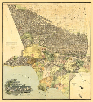 Vintage Map of Los Angeles County, California 1898