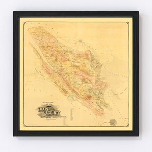 Vintage Map of Marin County, California 1892