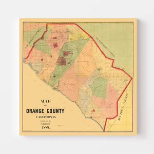 Vintage Map of Orange County, California 1889