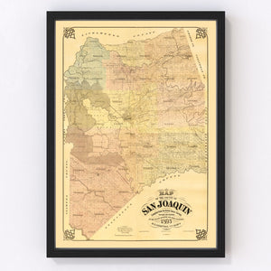Vintage Map of San Joaquin County, California 1894