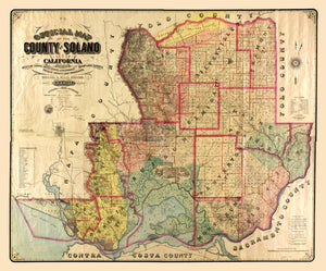 Vintage Map of Solano County, California 1890