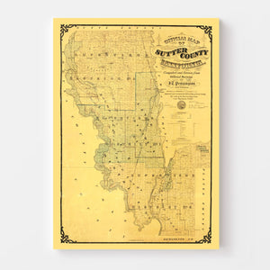 Vintage Map of Sutter County, California 1873