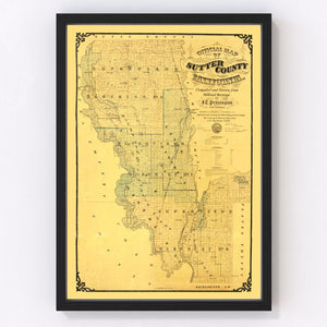 Vintage Map of Sutter County, California 1873