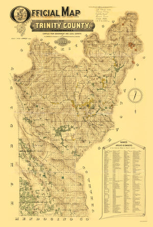 Vintage Map of Trinity County, California 1894