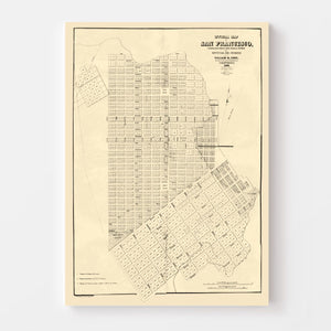 Vintage Map of San Francisco, California 1849