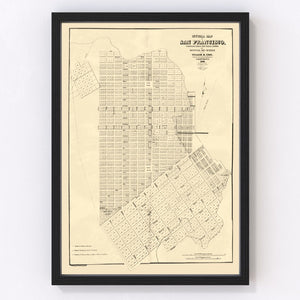 Vintage Map of San Francisco, California 1849