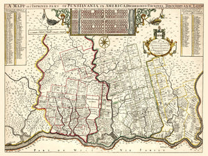 Vintage Map of Pennsylvania 1687