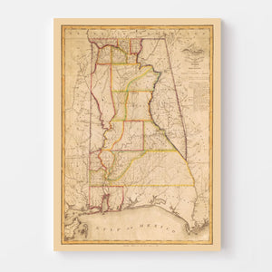 Vintage Map of Alabama 1818