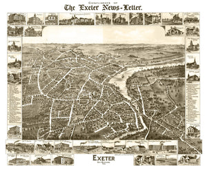 Vintage Map of Exeter, New Hampshire 1877