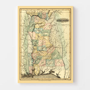 Vintage Map of Alabama 1826