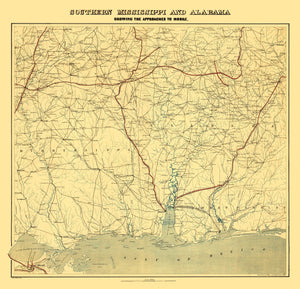 Vintage Map of Alabama 1863