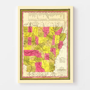 Vintage Map of Arkansas 1847