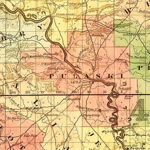 Vintage Map of Arkansas 1854