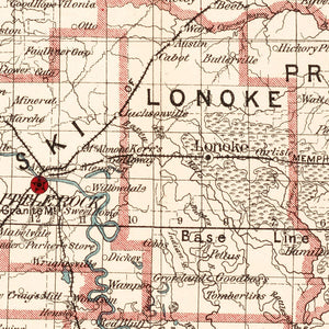 Vintage Map of Arkansas 1886
