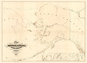 Vintage Map of Alaska 1867