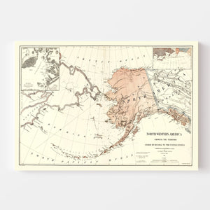 Vintage Map of Alaska 1867