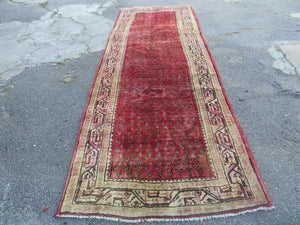 3'7"X 10' Antique Handmade India Oriental Paisley Wool Runner Rug Vegy # 31