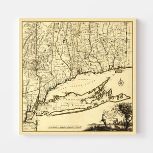 Vintage Map of Connecticut 1780