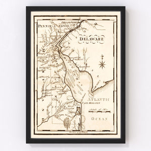 Vintage Map of Delaware 1795