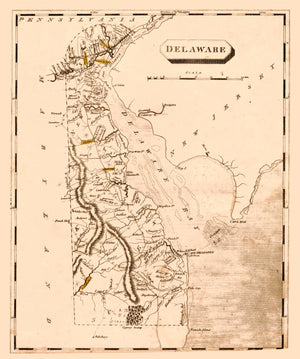 Vintage Map of Delaware 1812