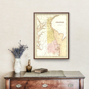 Vintage Map of Delaware 1838
