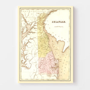 Vintage Map of Delaware 1838