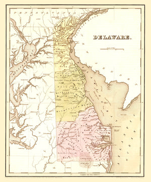 Vintage Map of Delaware 1838