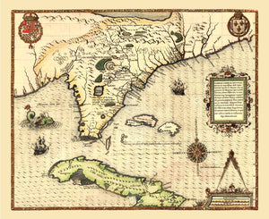 Vintage Map of Florida 1591