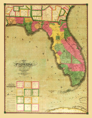 Vintage Map of Florida 1829