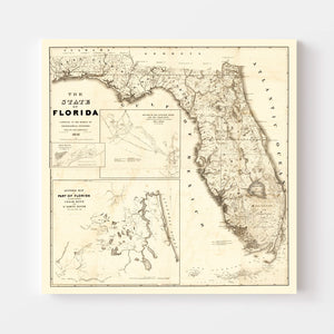 Vintage Map of Florida 1846