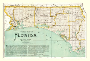 Vintage Map of Florida 1890