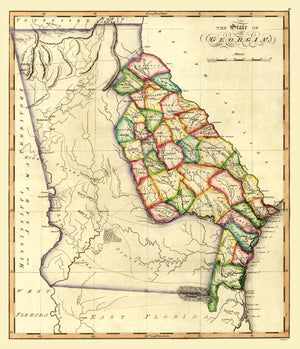 Vintage Map of Georgia 1810