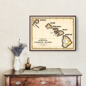 Vintage Map of Hawaii 1846