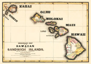 Vintage Map of Hawaii 1846