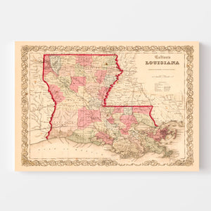 Vintage Map of Louisiana 1855