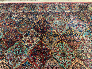 8.8 x 10.6 Karastan Rug, Multicolor Panel Kirman Rug #717, Vintage, Original 700 Series, Wool