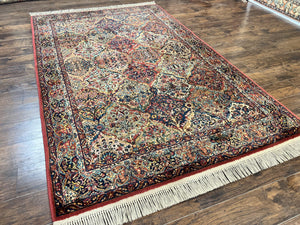 Karastan Multicolor Panel Kirman Rug #717, Wool Karastan Rug 5.9 x 9, Vintage Multipanel Kirman, Original Karastan Collection 700 Series