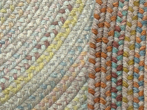 Large American Round Braided Rug 10x10, Multicolor, Vintage, Mid Century, Hand Braided
