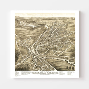 Vintage Map of Great Falls, New Hampshire 1877