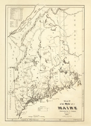Vintage Map of Maine 1831