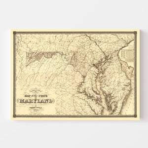 Vintage Map of Maryland 1841