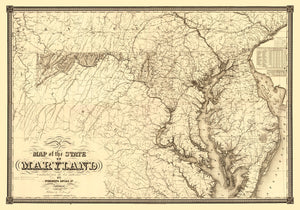 Vintage Map of Maryland 1841
