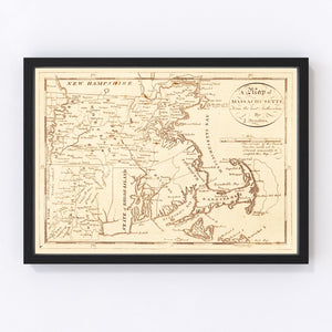 Vintage Map of Massachusetts 1796