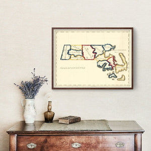 Vintage Map of Massachusetts 1820