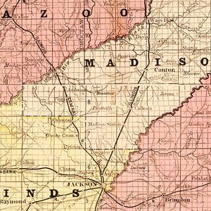 Vintage Map of Mississippi 1892