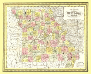Vintage Map of Missouri 1852